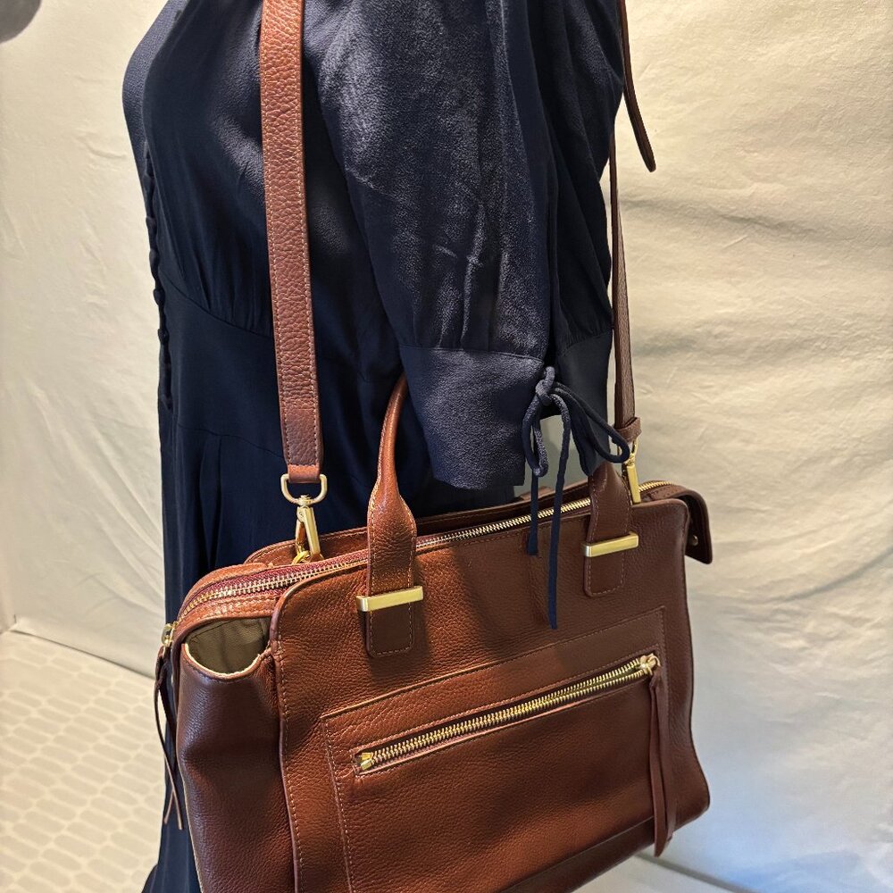 GiGI New York brown leather satchel purse with crossbody strap - Picture 13 of 14